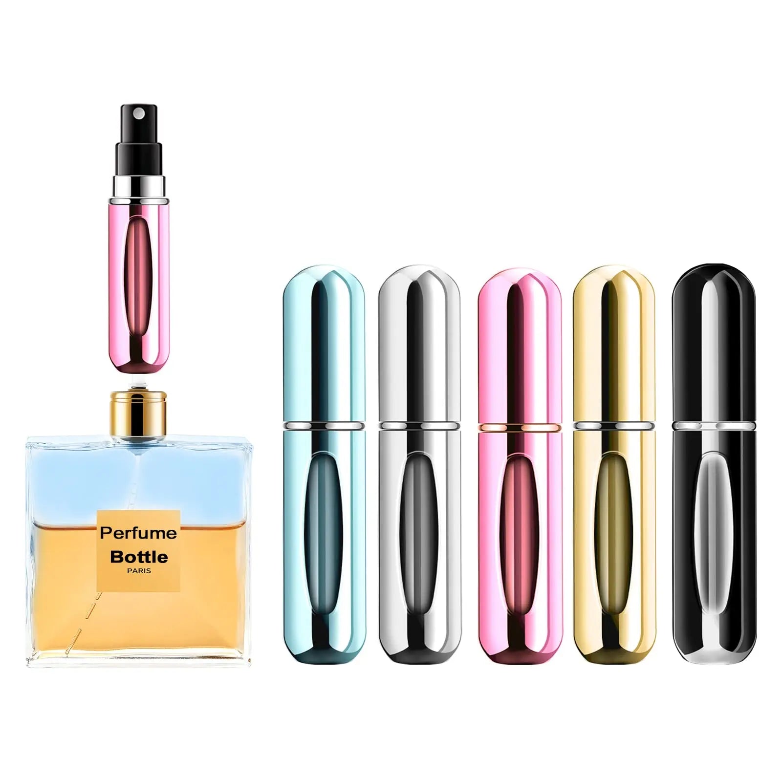 Portable Mini Refillable Perfume Atomizer Bottle Travel Scent Pump Case with Aluminum Collar Metal Base Refillable Spray Bottle