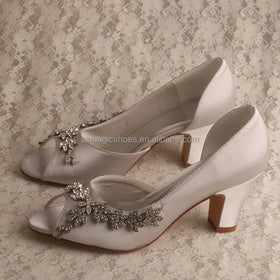 Wholesale D'Orsay Grey Block Heels Wedding Open Toe