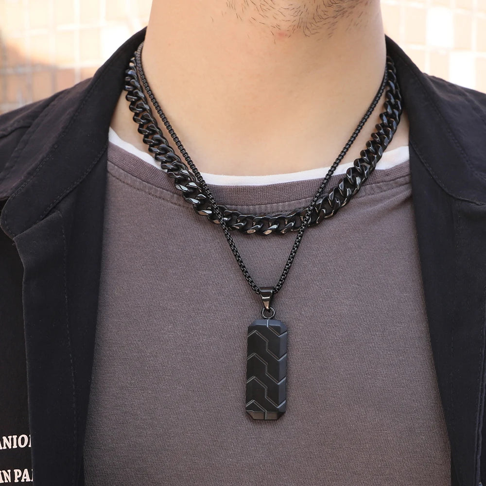 New Arrival Stainless Steel Men Necklace Fashion Design Custom Wholesale Pendant Black Color