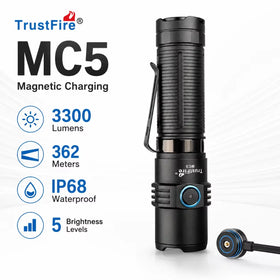 TrustFire MC5 Torch Light Long Range High Power 3300LM Led Torch FlashLight Magnetic LED Flashlight for Outdoor Travel Hiking