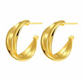 Hot Hypoallergenic Ear Stud 18K Gold Jewelry Twisted C Shape Open Hoop Earrings for Women Jewelry
