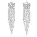 Gorgeous Crystal Rhinestone Teardrop Tassel Post Earrings Lady's Fashion Chandelier Accessories with 1 Card OPP Bag