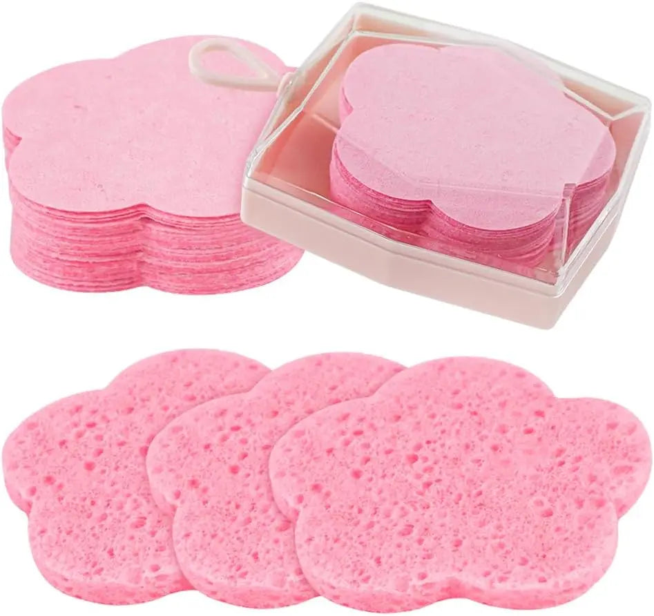 Heart Shape Pink Compressed Natural Cellulose Facial Cleaning Washing Sponges for Face Cleansing Exfoliating and Makeup Removal