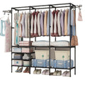 Modern Metal Extendable Storage Wardrobe with Shoe and Hat Rack Freestanding Bedroom Furniture