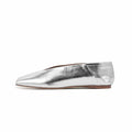 Classy Silver Genuine Leather Women Spring Pumps Boat Shoes Fashion Square Toe Ladies Ballet Flats