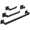 Beelee 4 Piece Square Design Towel bar Set Matt Black Modern Bathroom Accessories Hardware Set