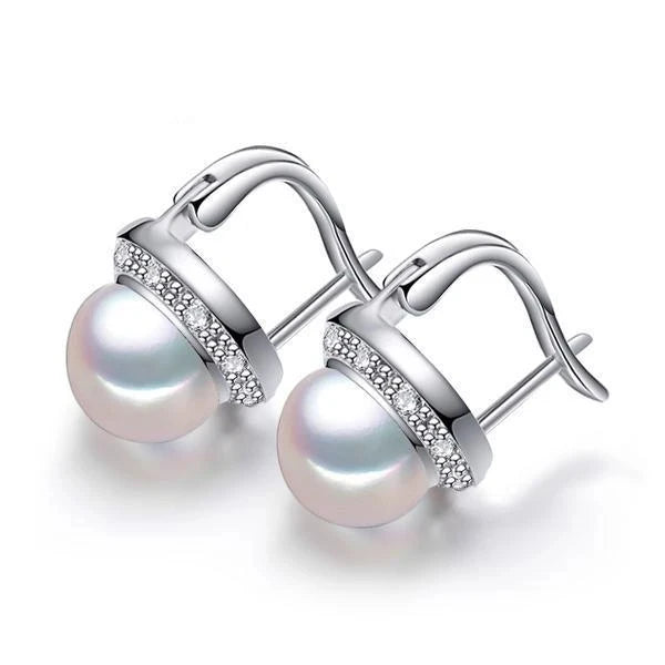 CAOSHI Romantic White Pink Pearl Dainty Stud Earrings Women Girls Lady Beautiful Trendy Pearl Earrings Silver