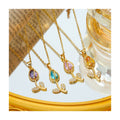 Dainty 18K Gold Tulip Flower Charm Pendant Necklace Colorful Zircon Tulip Flower Necklace Best Friend Gift
