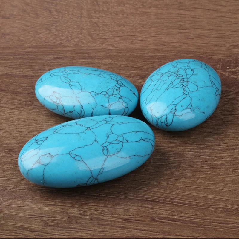 Wholesale 6cm Natural Polished Ellipses Healing Crystal TURQUOISE Palm Stone