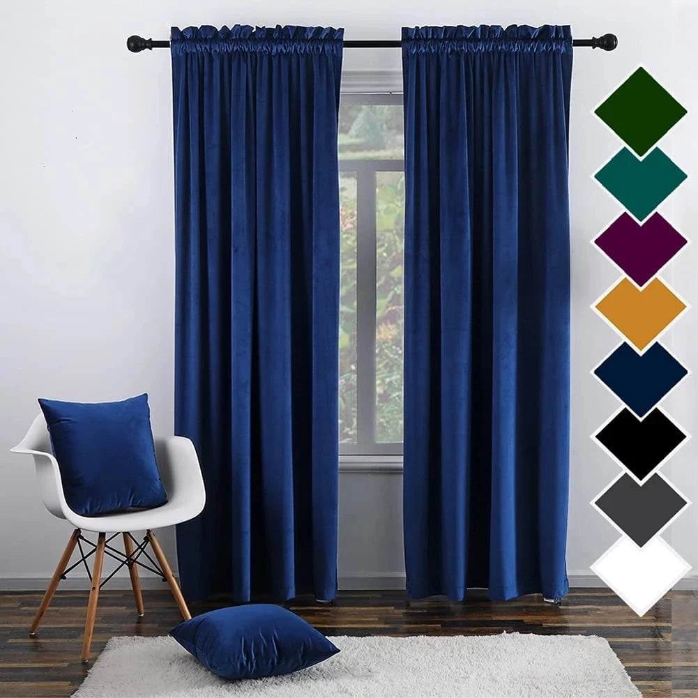 DaiRui Hot Sale Solid Color Customized Rod Pocket Velvet Curtains for Living Room