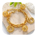 NEW Arrived Wholesale Ball and Timbo 14k Gold Plated Link Chain Charm Bracelet