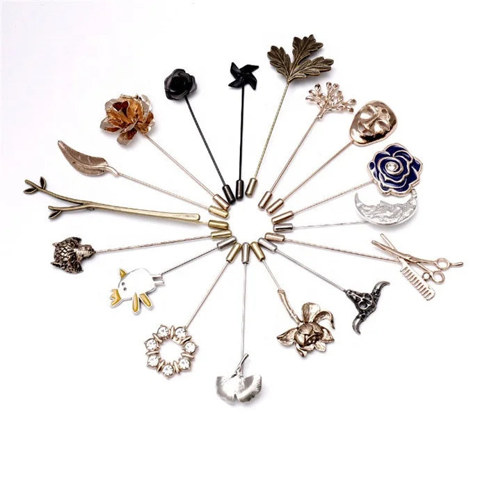 Custom Soft Enamel 3d Retro Men Suit Collar Pin Badge in Stock