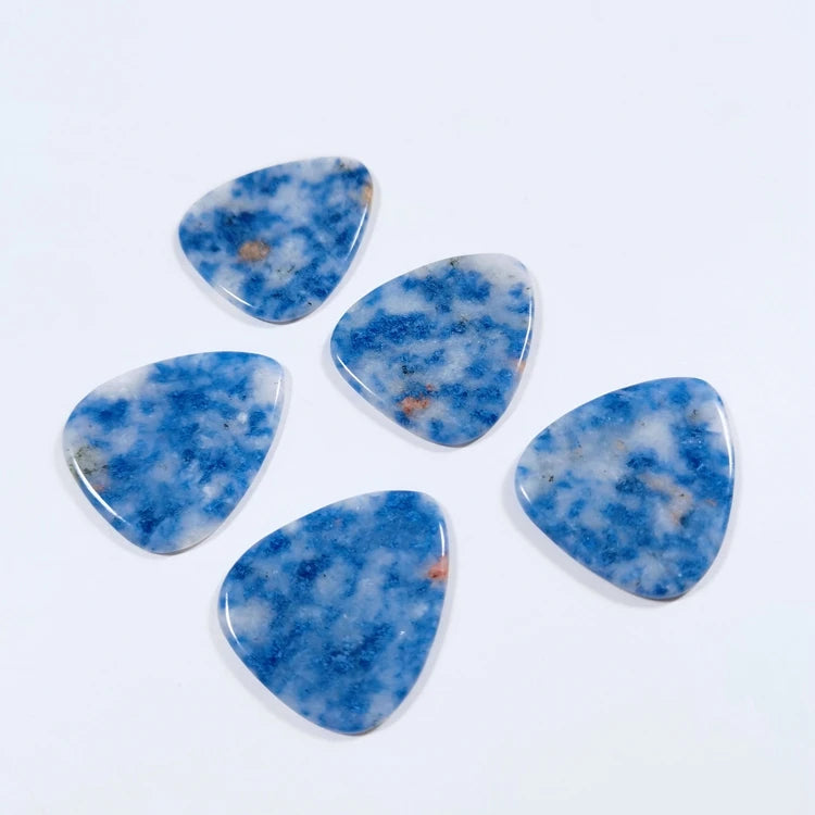 Huiying Customized Gemstone Crystal Quartz Logo Cheapest Blue Spot Stone Guitar Accessories Picks