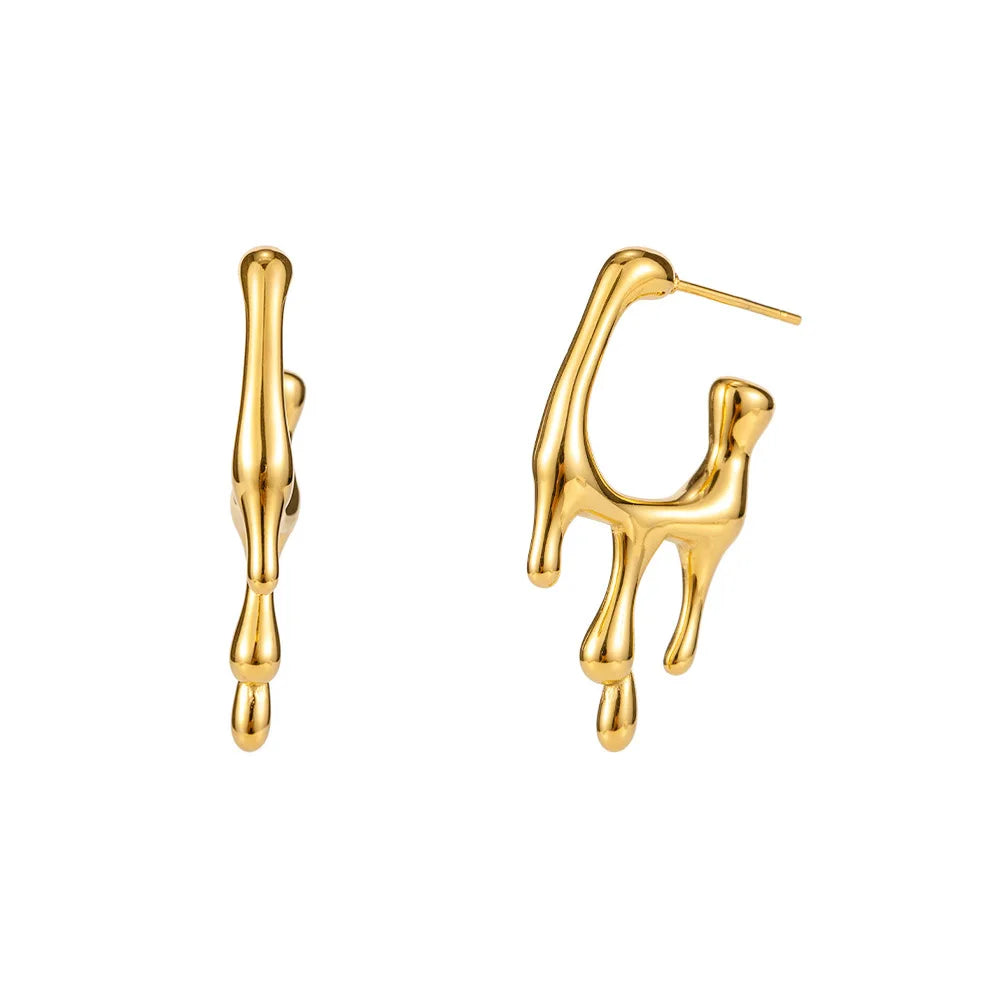 New Light Luxury Fashion Liquid Shape Earrings 18k PVD Gold Plated Waterproof Tarnish Free Stainless Steel Earrings Jewelry