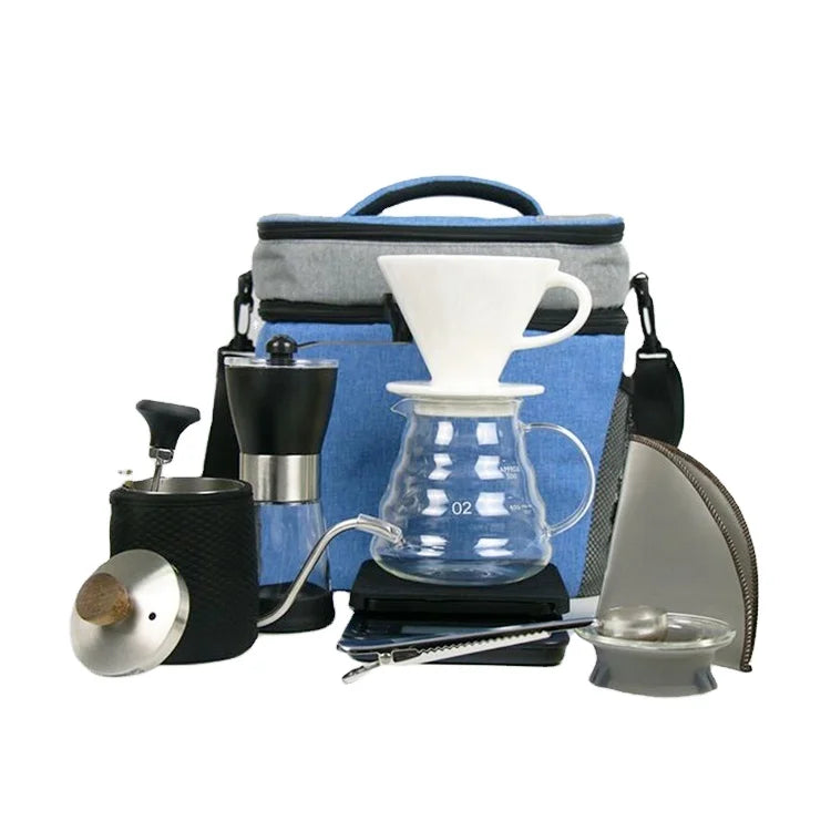 Modern 350ml Stainless Steel Gooseneck Kettle Coffee Grinder Set Travel Coffee Maker Gift Glass Pour Gooseneck Kettle Tea Set