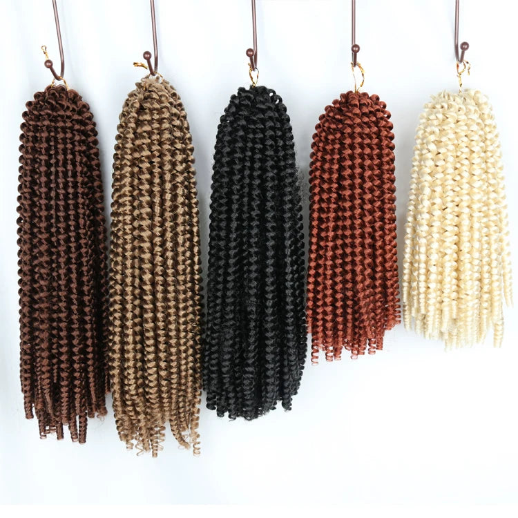 Free Sample 8inch 350 Spring Twist Crochet Braid Hair Extension Black Pre Twisted Spring Nubian Twist Braid Hair