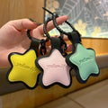 PU Leather Star Keychain Five Pointed Star Pendant with Stitching
