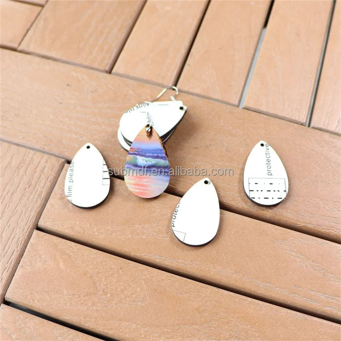 MDF Hot Selling Double Sided Wooden Dye Sublimation Earrings Blank Personalized White MDF Blank Jewelry Earrings for Women