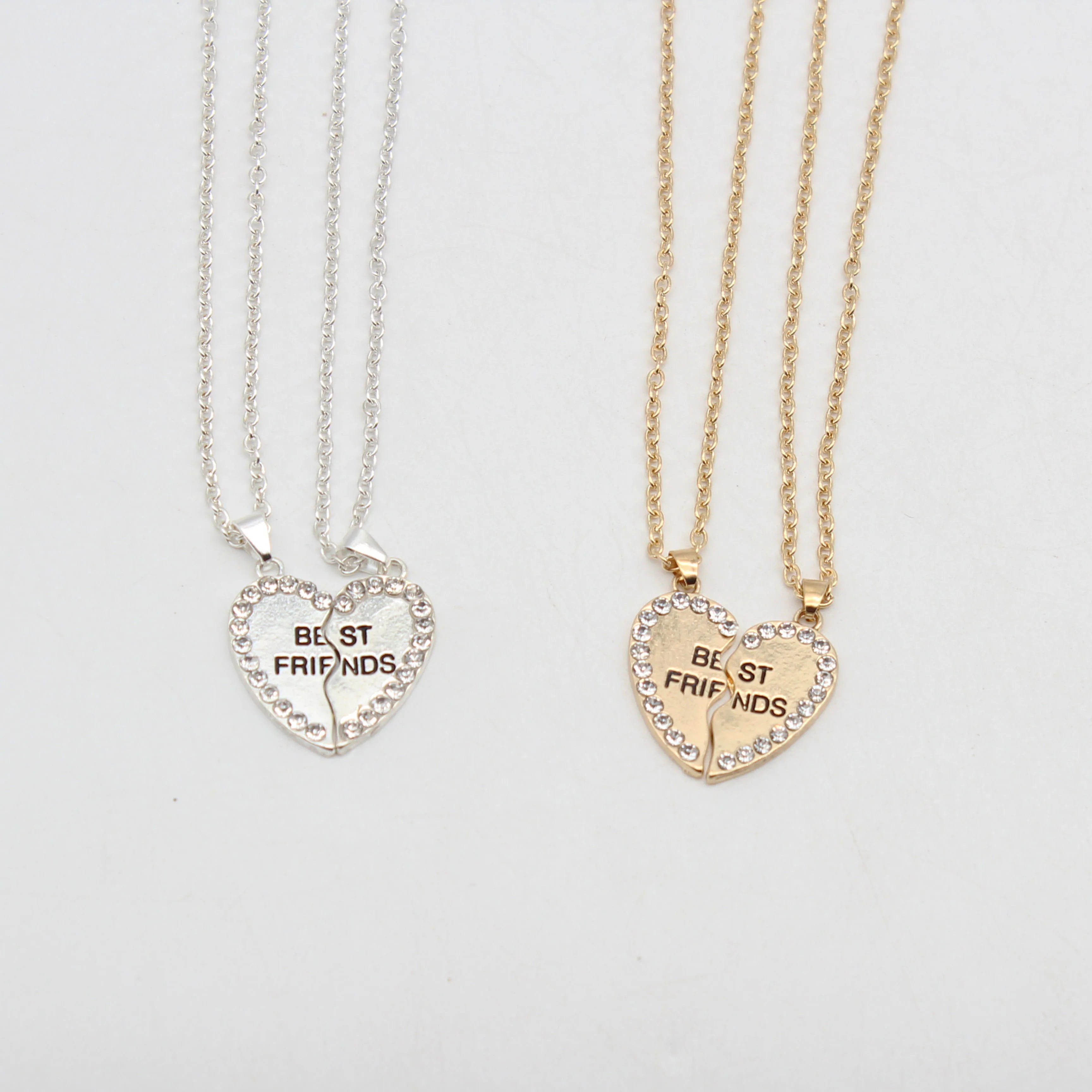 Jachon Custom New love English Best Friends Fashion Two-petal Diamond-studded Good Friend Necklace Collarbone Chain