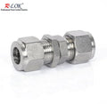 Stainless Steel 316/304 Double Ferrule Bulkhead Union Fitting Polished Surface 1/8''-2'' Size Corrosion-Resistant for Laboratory