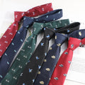 Boy Girl Tie Navy Blue Green Burgundy-Fashionable Woven Jacquard Neckties Featuring Wolf Deer Air Balloon Designs for Parties