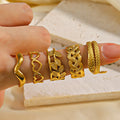 New Elegant Trendy Jewelry Female Stainless Steel 18K Gold Plated Heart Snake Rings for Women Fashion Accessories