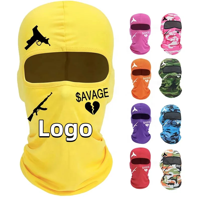 Custom Digital Print Logo Camo Cycling Motorcycle Racing Helmet Lining 1 One Hole Skull Balaclava Mask With Logo