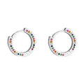 925 Sterling Silver Cubic Colored Zirconia Geometric Round Shaped Earrings Hoops Personalized Minimalist Style for Women