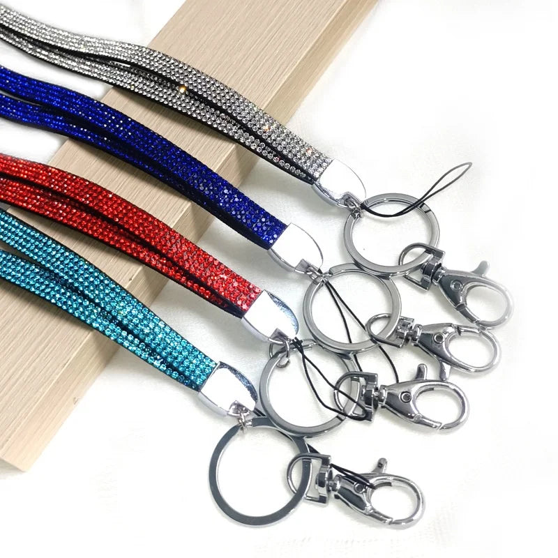 Rhinestone Bling Crystal Business Promotion Gift Wrist Lanyard Keychain