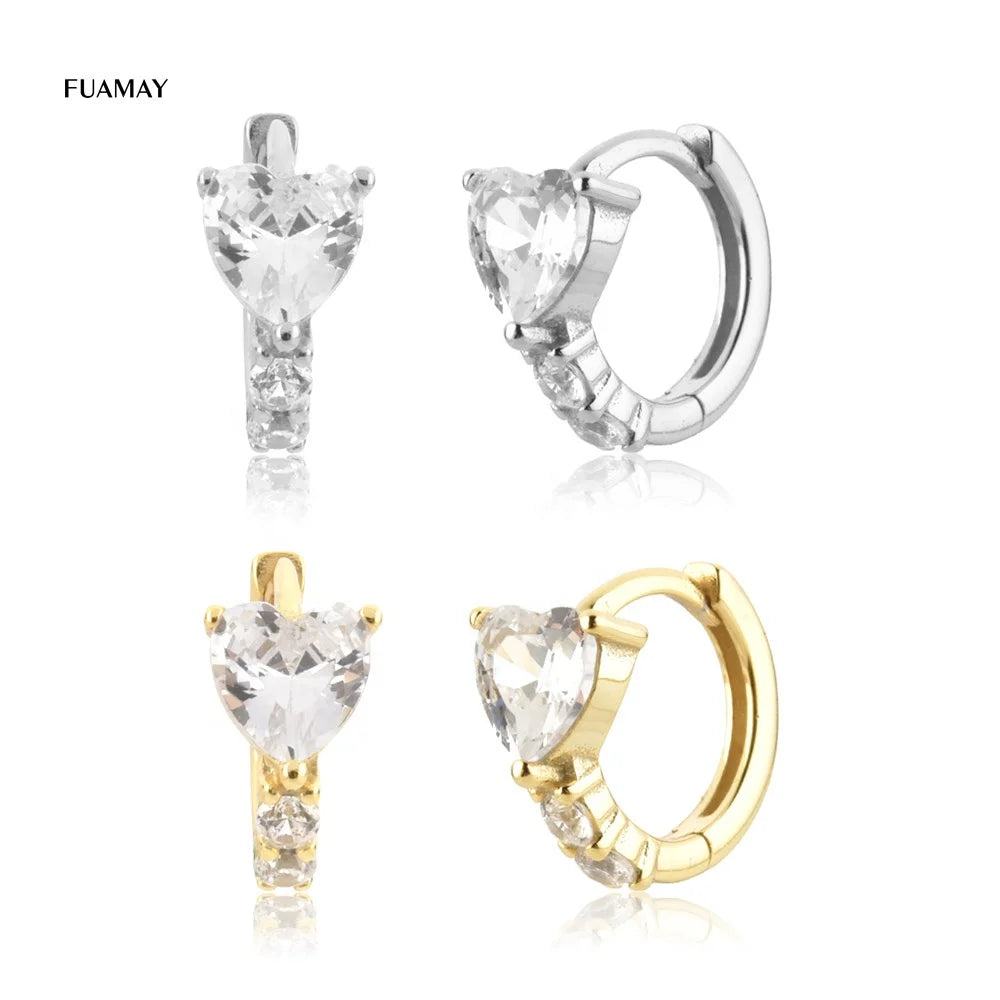 FUAMAY Wholesale White Diamond Sterling Silver Bohemian Style Silver Plated Clip on Earrings