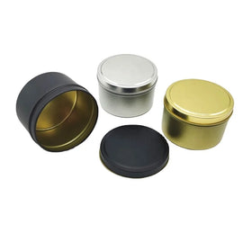 Wholesale Food Safe Tinplate 120ml 4oz Empty Candle Tins Lids Matte Black/Silver/Gold Colors Slip Cover Craft Air Tight