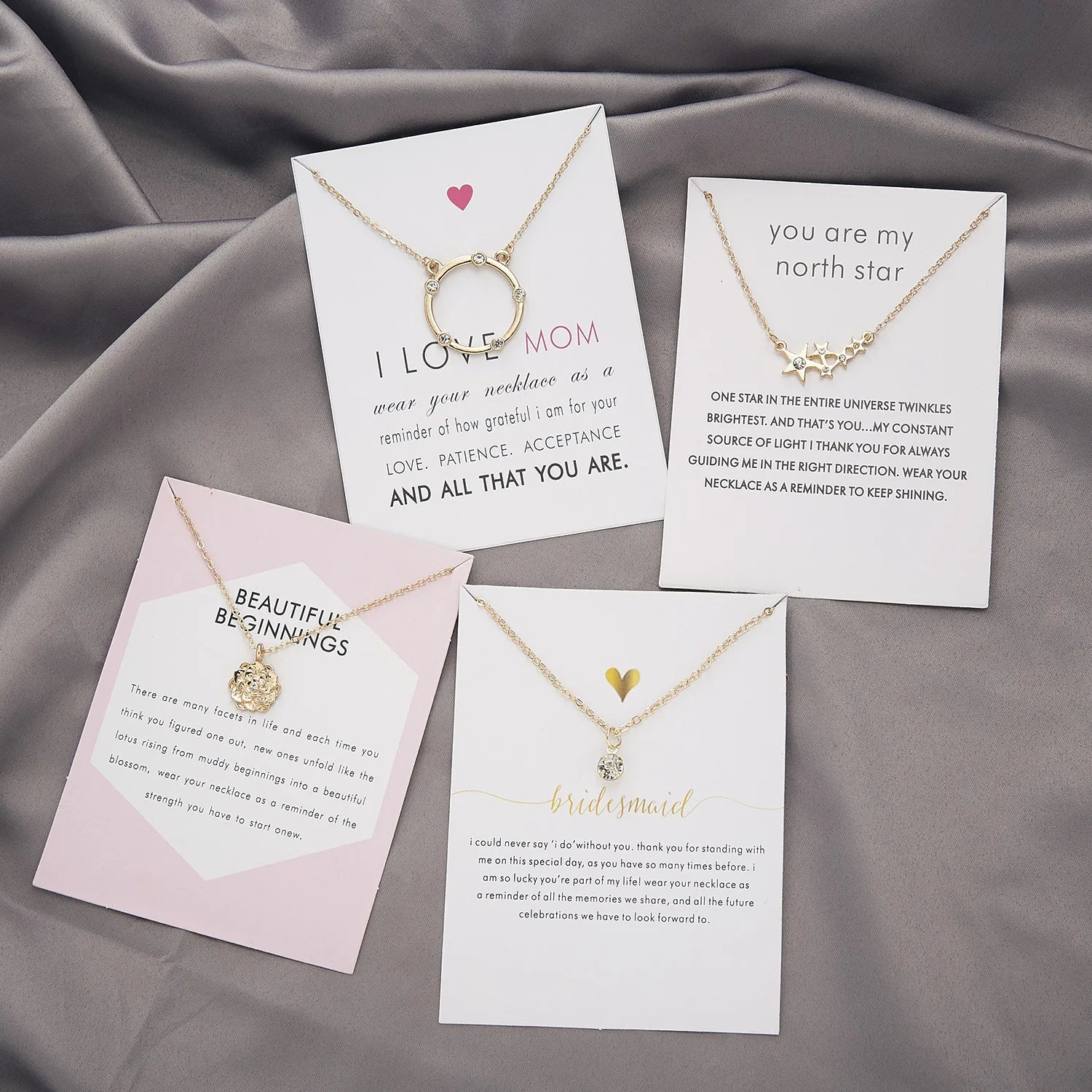 Wholesale Popular Lucky Best Wishe Card Gold Plated Gift Necklace Trendy Alloy Moon Star Pearl Tassel Collarbone Chain Necklaces