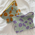 European Embossed Floral Makeup Pouch Women Cotton Cosmetic Bag Organizer Insert Female Travel Toiletry Zipper Beauty Handbag