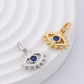 RINNTIN XP095 Hot 925 Sterling Silver Gold Plated Evil Blue Eye Pendant Charms for Jewelry Making Necklace