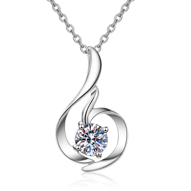 Wholesale 925 Sterling Silver Luxury Pendant Necklace for Women Custom Elegant 0.8ct Moissanite Jewellery