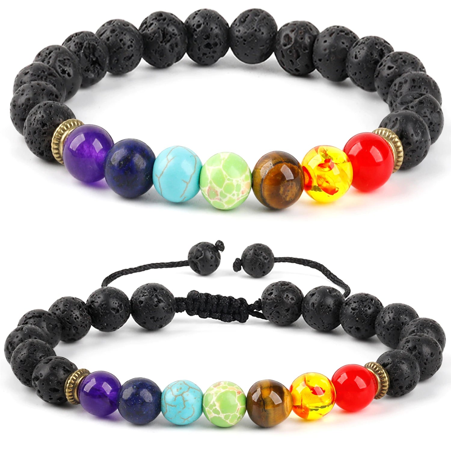 2pcs/set Yoga Bracelet Classic Jewelry  7 Chakra Stone Beaded Bracelets  Meditation Relax Anxiety Bangle