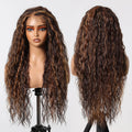 Fast Shipping 13*6 Lace Wig High Temperature Fiber Wig African Curly Matte Soft Durable Handmade Lace Real Photo Brown Stripe