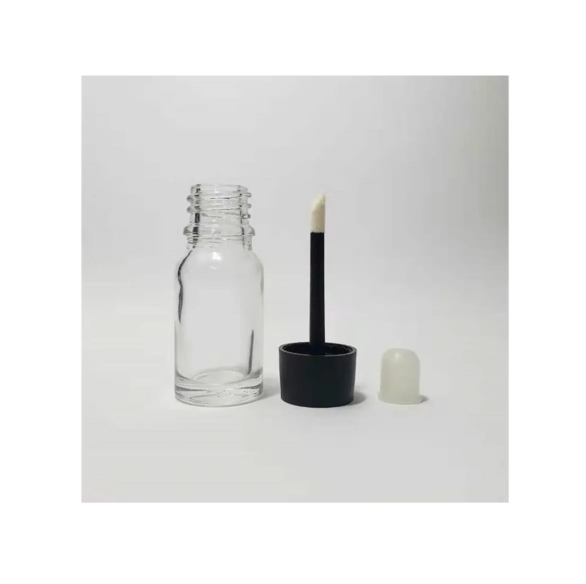 10ml Glass Lip Gloss Tube 10ml Transparent Essential Oil Lip Gloss Bottle With Black White Cap