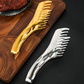 Premium Gold Plated Comb Steak Clip Stainless Steel Kitchen Food Tongs Pasta Tongs for Serving