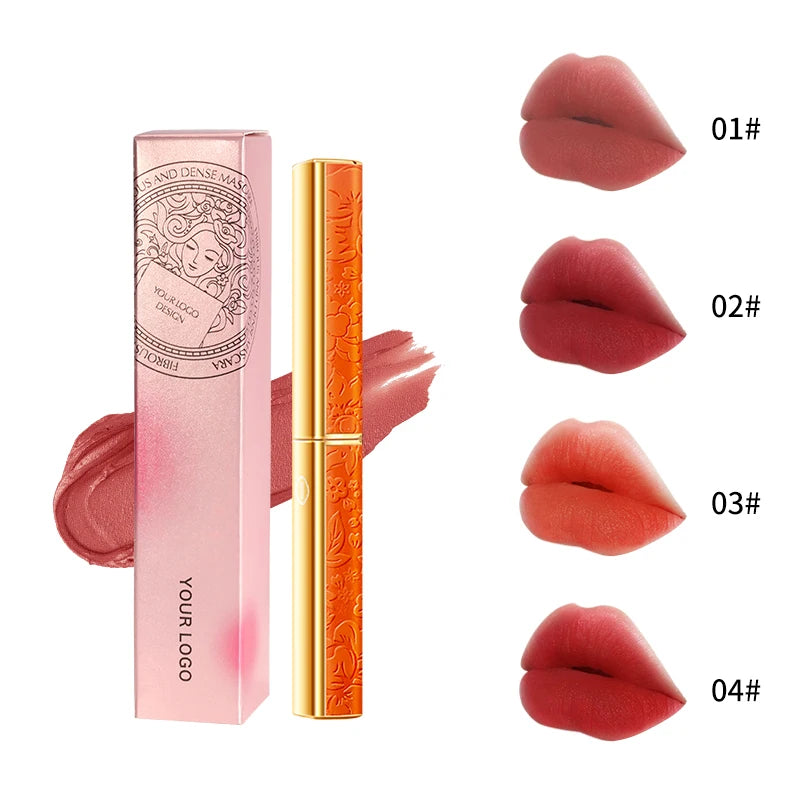 Private Label Orange Creamy Lip Gloss with Sunscreen Waterproof Matte Long Lasting Formula 1g for Wholesale