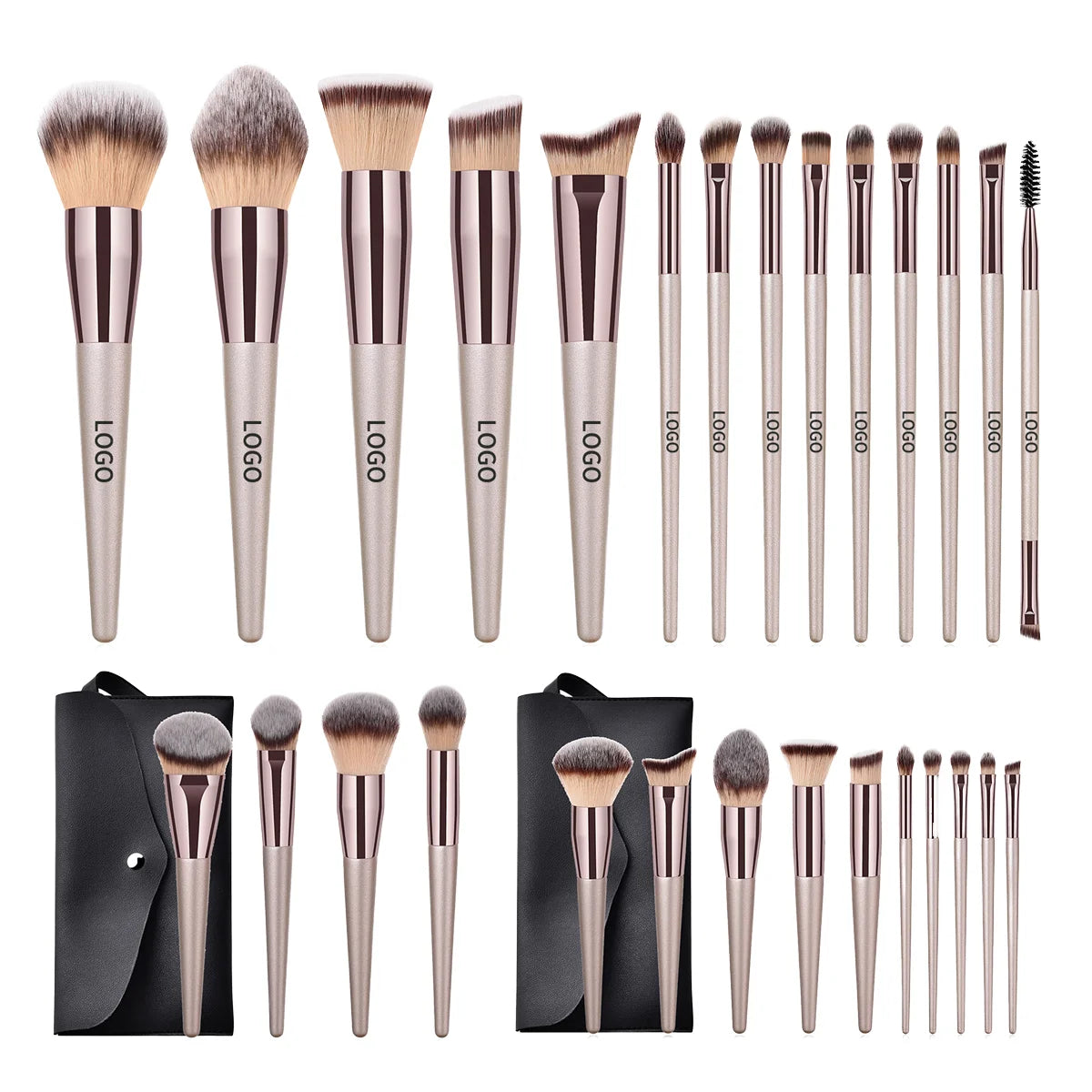 Brand New 14pcs Fashionable Champagne ABS Makeup Brush Set Eye Makeup Foundation Concealer Includes Bag Packaging New Currents