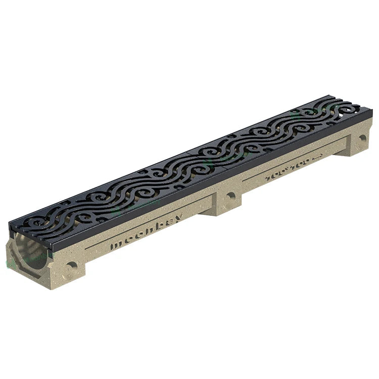 U-shaped Heavy Duty Resin Concrete Drainage Channel Polymer Concrete Drain Trench Linear Drain Cover Parking Lot Application