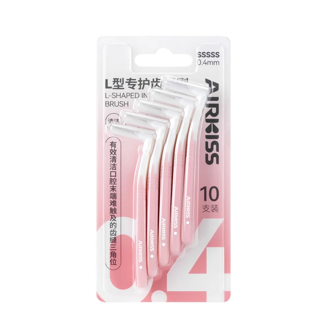 10pcs 0.4mm Nylon Oral Care Cleaning Interdental Toothpick L-Shape Interdental Brush Economical Home Use Pack