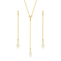 RST Valentines Day Gift Diamond Shape Natural Clear Quartz Crystal Drop Earring and Necklace Jewelry Set V057
