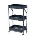 Fashion Metal Rolling Storage Holder Organizer Storage Utility Rack Tool Trolley Multipurpose 3 Tier Folding Rolling Cart