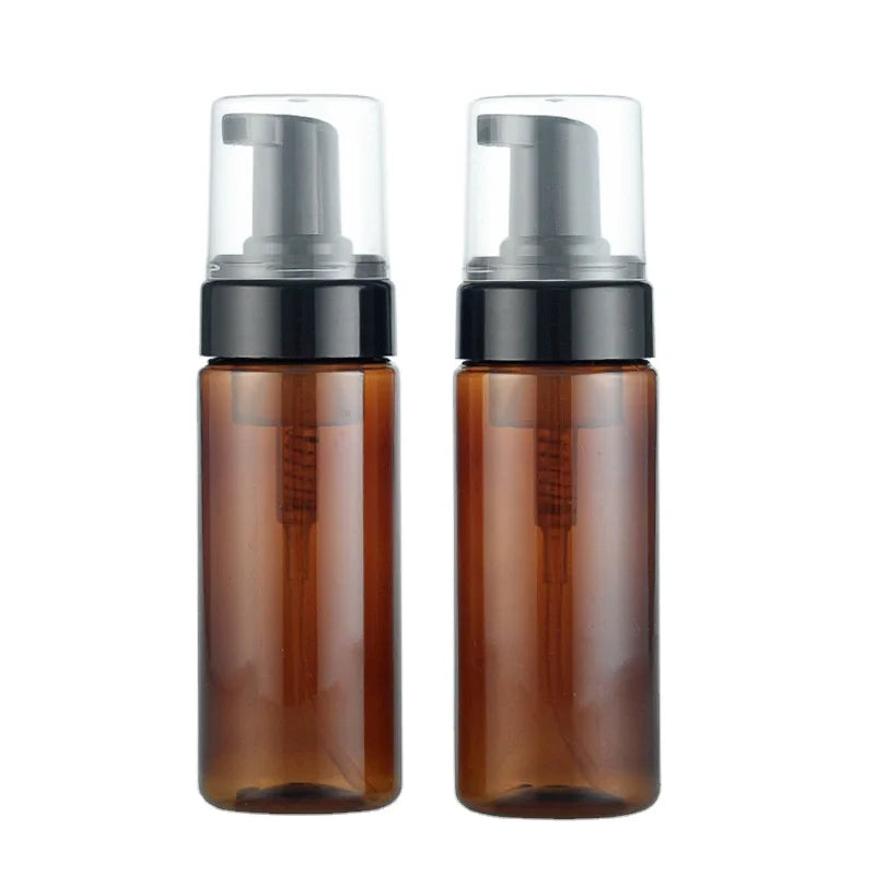 150ml Brown Foam Cosmetic Packaging Bottle with Black Pump Head for Foaming Mousse and Face Cream Cleansing Cream