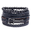 New Popular Vintage Cowhide Leather Guitar Bracelet for Men Handmade Alloy Fashion Charm Bangle Wholesale