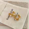Vintage Fashion S925 Silver Needle Geometric Brass Copper French Pearl Hoop Earrings for Women Trendy Jewelry for Wedding Gift