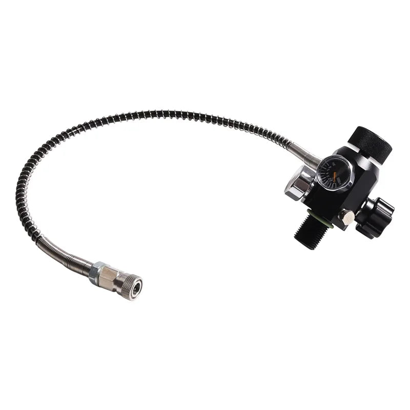 New M18*1.5 for Fill Station PCP Air Tank Charging On/off Valve Dual Gauge 6000psi with 50cm 24inch Hose Black