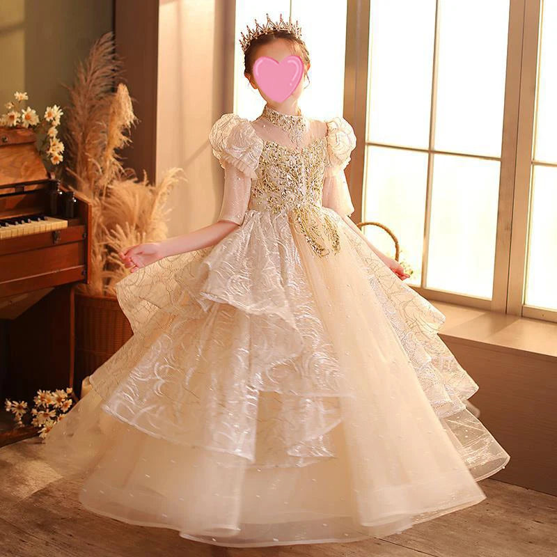 Girl Birthday Wedding Bridesmaid Dress Teen Elegant Formal Performance Costume Evening Party Gown Flower Girls' Dresses